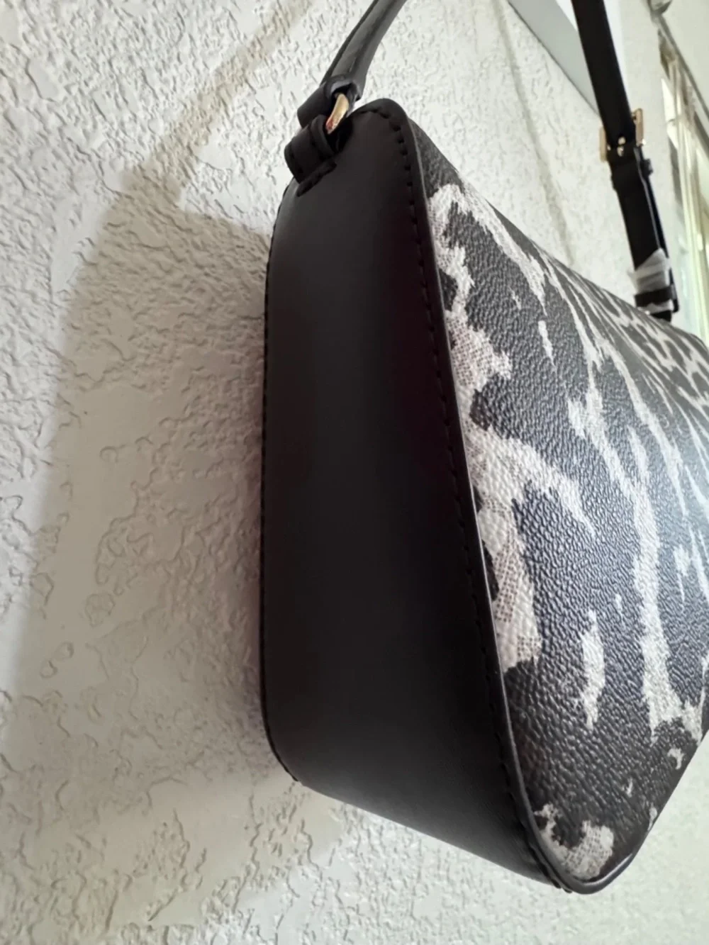 Michael Kors brown & cream Iconic Leopard Print Shoulder Bag leather accents